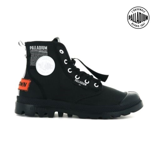 Palladium Pampa Lite Overlab Men's Boots Black | UK W135-VMI